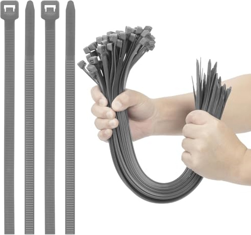 Kabelbinder für kaltes Wetter, 20 Stück, 78,7 cm, grau, selbstsichernde, UV-beständige Nylon-Kabelbinder, für den Außeneinsatz bis -40 °C