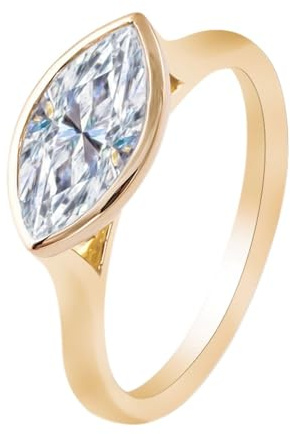 Bague Personnalisée Prénom Bague Or 14 Carats Femme Moissanite Marquise avec Moissanite Taille Lesbienne pour Mère Remise Des Diplômes Bijoux