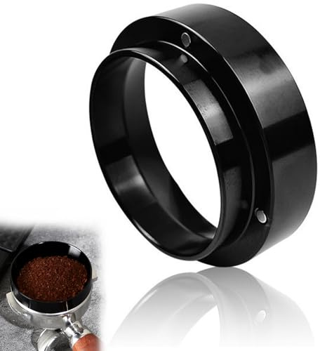 Lumi Zenva Dosierring 58mm Kaffee Siebträger Trichter, Espresso Dosiertrichter aus hochwertigem Aluminium Metall für Kaffeemaschine, Schwarz, perfektes Barista Zubehör für sauberes & präzises Befüllen