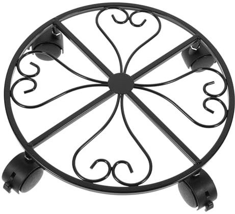 GANAZONO Paleta De Macetas con Ruedas para Macetas, Soporte Móvil De Hierro Negro con Bandeja para Interiores y Exteriores, para Transportar Jardineras Fácilmente con Sistema De Freno