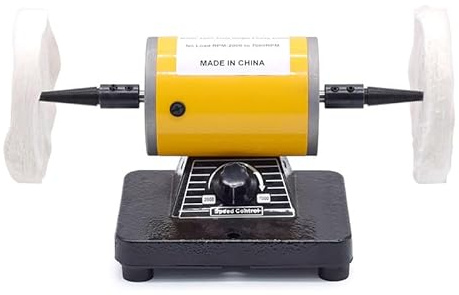 Bench Buffer Polisher 200W Adjustable Speed, Two-Wheel Polishing Lathe with Dual Cotton Wheels, for Jewelry, Metal, Wood, Jade, Knife, Plastic & DIY Use