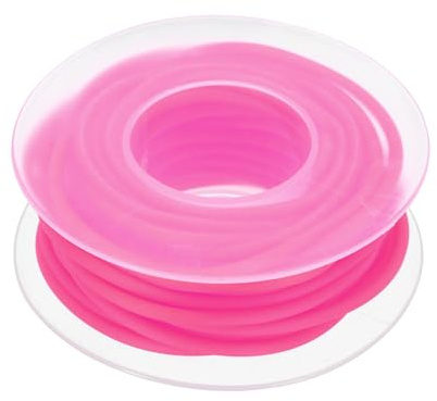 sourcing map Cordones de goma huecas de 2 mm y 5.5 yardas, cuerda elástica de tubo de silicona para tejer joyas, manualidades, soportes de puntada, rosa oscuro