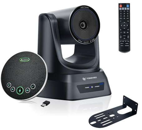 TONGVEO Conference Room Camera System 4K UHD 3X Optical Zoom 93° Ultra-Wide FoV USB3.0 PTZ Camera and Wireless Bluetooth Speakerphone with Microphones, Works with Zoom, OBS, Skype, Teams and More