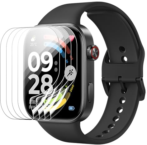 Rojeuinn 4 Piezas Protector de Pantalla para Xiaomi Redmi Watch 6/6 NFC,Cristal Vidrio Templado con Herramienta de Fácil Instalación,Sin Burbujas,Anti-Arañazos,Protector de Pantalla HD