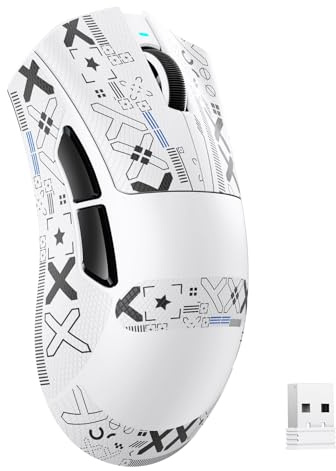 MAMBASNAKE X ATTACKSHARK V3 Souris Gaming sans Fil avec Bande adhésive,65g,Design Ergonomique pour droitier,résolution jusqu'à 25000DPI,1000Hz,capteur PAW3311,2,4G/BT/Filaire,500mAh,Pilote Web-Blanc