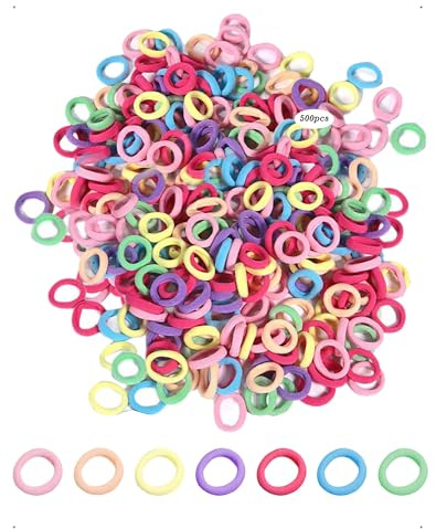 SanKristo 500 Pezzi Elastici Capelli Bambina, Codini per Capelli Bambina, Multicolore Elastici Piccoli, Girls Hair Elastics, Senza Cuciture, Elastico Capelli Colorato per Ragazze Neonati