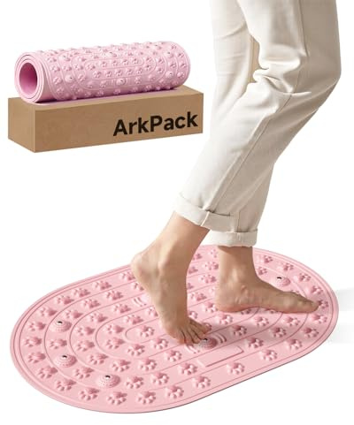 Foot Massage Mat,23 * 15.5IN Cat Paw Pattern Foldable Bathtub Mat Non-Slip Acupressure Mats Pad Comfort Foot Pressure Point Mat for Bathroom,Standing Desk Pad,Stress Relief,Arch & Heel Pain - Pink