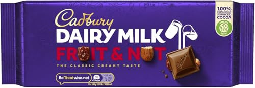 Cadbury Dairy Milk Fruit & Nut Bar, Chocolate Delight, 180g (8 Pack)