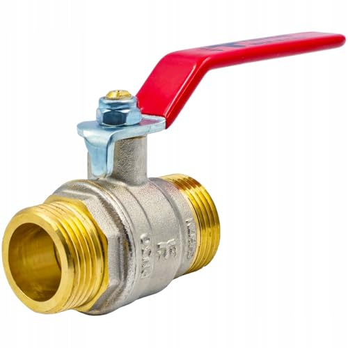 KNM Trade Kugelhahn Messing AG x AG 1 Rot für 30 Bar Heizung | DVGW-konform, -20°C bis 120°C, für Pneumatik, beidseitige Außengewinde, einfacher Hebelgriff, Hygienebereiche