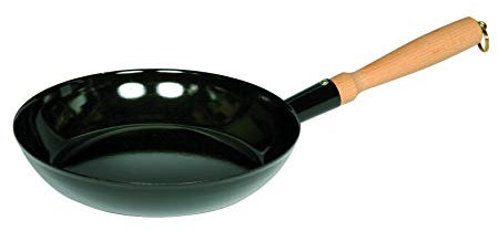 Riess, 0561-022, Holzknechtpfanne 30, CLASSIC - SCHWARZEMAILLE, Durchmesser 30 cm, Höhe 14.2 cm, Emaille, schwarz, mit Holzgriff und Ring zum Aufhängen, Induktion
