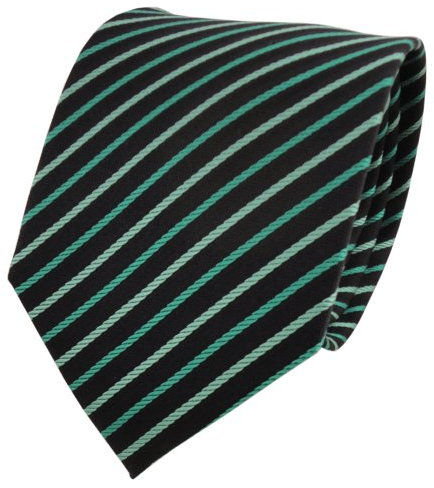 TigerTie Designer Seidenkrawatte in grün schwarz gestreift