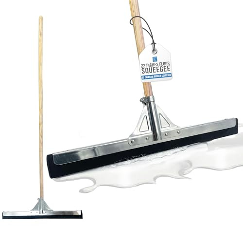 56cm 22 Metal Floor Squeegee Rubber Foam Blade with Wooden Handle Wet Floor Cleaner