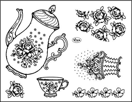 Viva Decor Clear-Stamps (Kaffeekanne) Silikon Stempel - Prägung Stempel - DIY Dekoration stanzen - Stempel Silikon - DIY Stamp - Stempel Prägung - Designed Germany