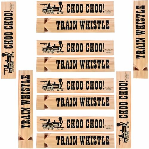 RINCO 5.75 Wooden Train Whistles - 12 Pack