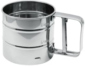 FM Professional 21666 Tamis de cuisine inox, tamis de farine, tamis professionnel, Acier inoxydable, 10,4 x 9,3 x 16 cm
