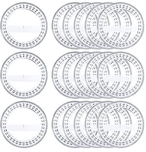 Pack of 24, 360-degree Protractor, 12.5cm (4.92) Diameter, Crystal Clear