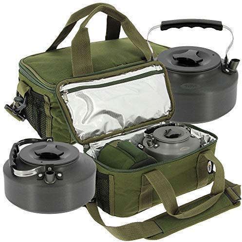 DNA NGT Fishing Insulated Brew Kit Cool Bag with 1.1L Gun Metal Grey Aluminium Kettle Carp Coarse Fishing Set
