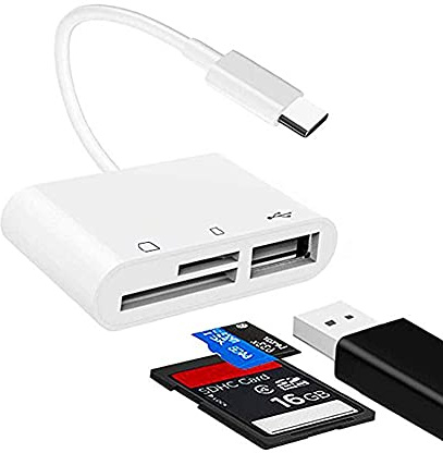 D16 - Lector de Tarjetas de Memoria y SIM 3 en 1 (USB, SD, TF, tipo C, compatible con iPad Pro, Mac y Android)