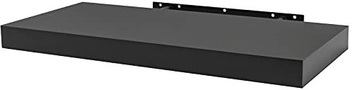WOLTU Mensola da Muro Rettangolare Scaffale Libreria a Parete Decorazione per Cameretta Ufficio Porta CD/Dvd in Legno Nero 25cm RG9365sz