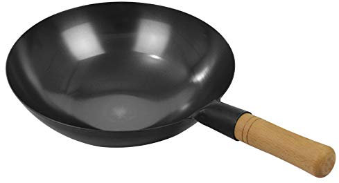 32 Cm Sin Productos Químicos 100% De Acero Al Carbono Sartén Olla De Hierro Chino De Fondo Redondo Resistente A Los Arañazos Para Estufas Eléctricas Y De Gas,36cm