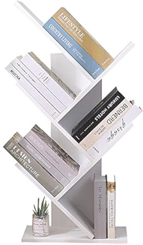 ETNIC ART Modernes Bücherregal mit Baum, freistehend, Bücherregal CD Holz MDF Regale Nachttisch 40x20x90 cm Design-Regal Büro Eingang Wohnzimmer bücher Regal DVD regall Holz