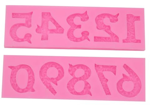 VICMAT Moule en silicone 3D en forme de chiffres de l'alphabet de 0 à 9 - Moule à chocolat pour décoration de gâteau d'anniversaire - Pour décoration de gâteau d'anniversaire