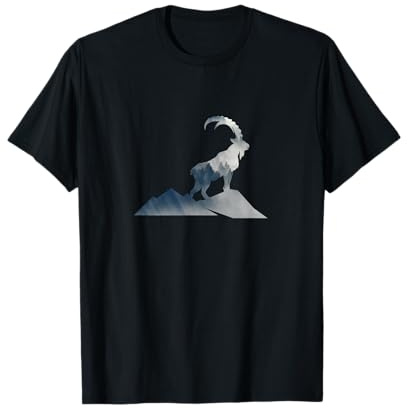 Steinbock Silhouette mit Berg Wald & Nebel - Natur Wandern T-Shirt