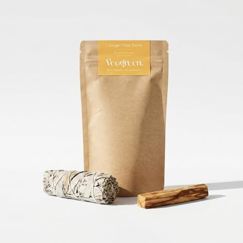Salvia Blanca Purificación para quemar & Palo Santo Stick│ Caja Salvia Salvia Apiana amerindia │Incienso natural meditación│ Vela y madera de rituales│ (1 Salvia Blanca 1 Palo Santo)