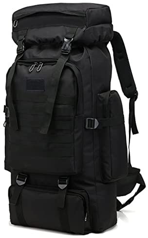 Herren 80L Großer Kapazität Armee Rucksack, Taktischer Rucksack Militär Wanderrucksack Assault Survival Tactical Backpack Notfallrucksack Wasserdicht Fluchtrucksack Für Reisen Schwarz