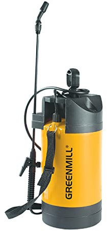 Greenmill GB9050 Spruzzatore a pressione con manometro, capacità 5 l, spruzzatore da giardino, spruzzatore per piante