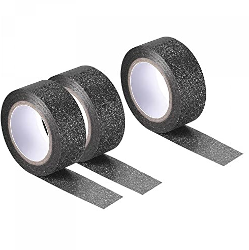 sourcing map Glitzertape Dekoband Bastelkleber Schwarz 1.5cmx5M, 3Stk | Glitzertape für Geschenkboxen Paket