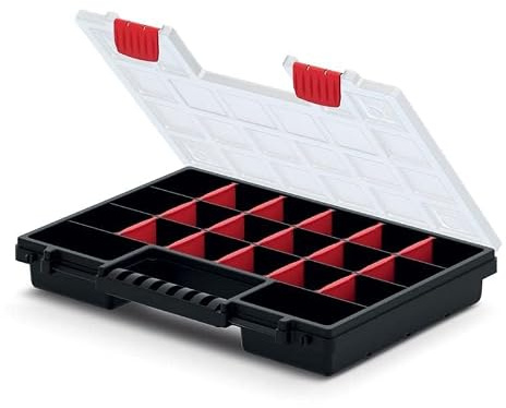 5x Sortimentskasten NORS 35 – Werkzeugkiste Organizer Set 5 Stück, Sortierbox mit verstellbaren Fächern, Kleinteilemagazin Kunststoff Transparent, Werkzeugbox (344 x 249 x 50 mm)