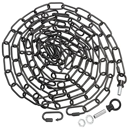 PATIKIL 15 Feet Lighting Chain for Hanging Lamp, Chandelier Chain Light Fixture Chain Load Capacity 65 Lbs for Pendant Light, Ceiling Fan, Black