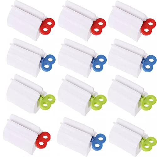 LATRAT Pack of 12 Rolling Tube Squeezer, Toothpaste Squeezer for Toothpaste, Mustard Facial Cleanser (Red Blue Green)
