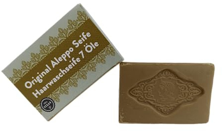 myAMAZE® ORIGINAL Aleppo Seife Haarwaschseife 7 Öle, 100g | Naturseife/Handseife/Duschseife/Haarseife, Vegan, Plastikfrei, Handmade, Traditionelle Herstellung