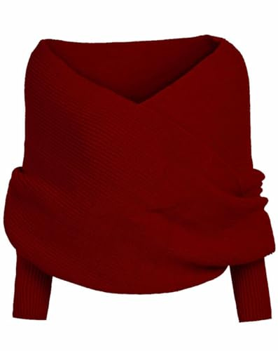 CHUYIX Wintermode Unisex warm häkeln gestrickt Wickeln Schal Cape mit Ärmeln 220cm*40cm Winter Warm Gestrickt Schals Mode Winterschal Warm Gestrickt Strick Schals Strickschals Cape für Damen