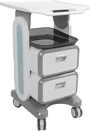 Medizinischer Wagen mit 2 Schubladen, Kosmetikwagen, Salonwagen, Beauty Salon Trolley mit Ablagefach und Universal Wheel