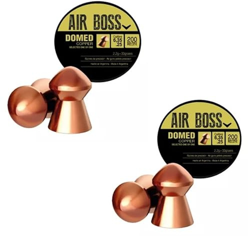 ECOMMUR Pack de balines/perdigones Apolo Air Boss Domed Copper (6,35mm) | 200 uds por Caja. 2,2g por balín. Pack de 2 Cajas