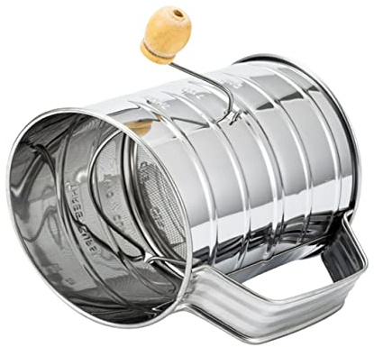 Zerodeko Stainless Steel Hand Crank Flour Sifter Baking Sieve for Icing Sugar Easy Clean Large Capacity