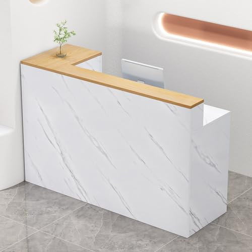 YVYKFZD Empfangstheke Rezeption mit Theke, Kleiner Rezeptionstheken, Empfangstresen mit abschließbaren Schubladen, verkaufstheke platzsparender Büro-Verkaufstresentisch(Texture R,47.2x17.7x39.3)