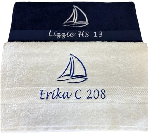 ARTHI Handtuch personalisiert, super geeignet als Saunatuch, Badetuch, Wellness, Yoga, Fitness, Sport, 100% Baumwolle, individuelle Geschenkidee mit persönlicher Stickerei (50x100 cm, Weiß)