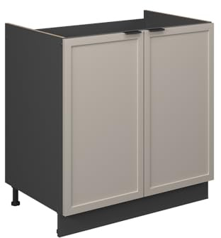 Vicco Spülenunterschrank Fame-Line, GrauBeige, 80 cm | MDF-Front · Ohne Arbeitsplatte · Höhenverstellbare Füße · Metallgriffe · Soft-Close