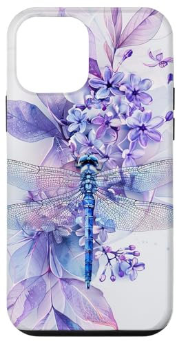 libellula floreale con fiori lilla e foglie Custodia per iPhone 12 mini