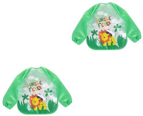 QUMIIRITY 2stücke Langarm Babylätzchen Aus Wasserdichtes Abwaschbares Lätzchen Mit Niedlichem Löwen-design Für Junge Mädchen Und Kleinkinder Beim Und Basteln