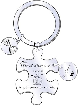 POIUYTRE Cadeau Porte-clés Couple Idéal Cadeau pour Couple Petite Amie Petit Ami Cadeau Saint Valentin pour Femme Homme Porte-clés en forme de cœur Porte-clés pour partenaire