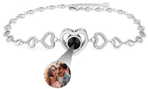BEXOA Personalisiertes Foto Armband mit Bild - Geschenk für Freundin/Mama/Papa/Paare zum Geburtstag, Valentinstag, Weihnachten Projektion Armband für Damen & Herren