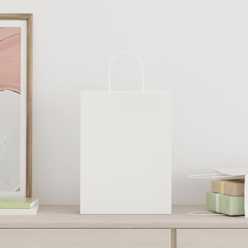 vidaXL Papiertragetaschen 250 Stk., Papiertüten mit Henkeln, Papiertüten, Geschenktüten für Einkaufen Hochzeiten Verpackungen Partys Geburtstag Weihnachten, Weiß 26x12x35cm