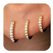 FUNEIA 3 Paar Creolen Silber 925/Gold Damen Ohrringe Silber 925 Set 14K Vergoldet Kleine Creolen Ohrringe Wasserfest Ohrringe Set Mehrere Ohrloecher Mini Goldene Silberne Creolen Piercings Schmuck
