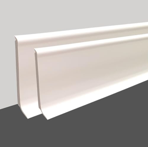 MadeInNature Plinthe PVC Blanche robuste hauteur 8 cm ou 10 cm, Plinthe plastique de longueur 2 mètres, Plinthe vinyle épaisse (Blanc, Hauteur 80 mm x Longueur 8 mètres)