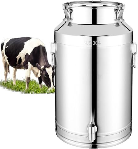 Adima Milchgärfass Getränkespender Edelstahl 304 Edelstahl Luftdichte Milchkanne Mit Deckel Und Hahn Milch Transportkanne Wasserbehälter Krug Flüssigkeitsbehälter Teekanister 15L/20L/28L,15L